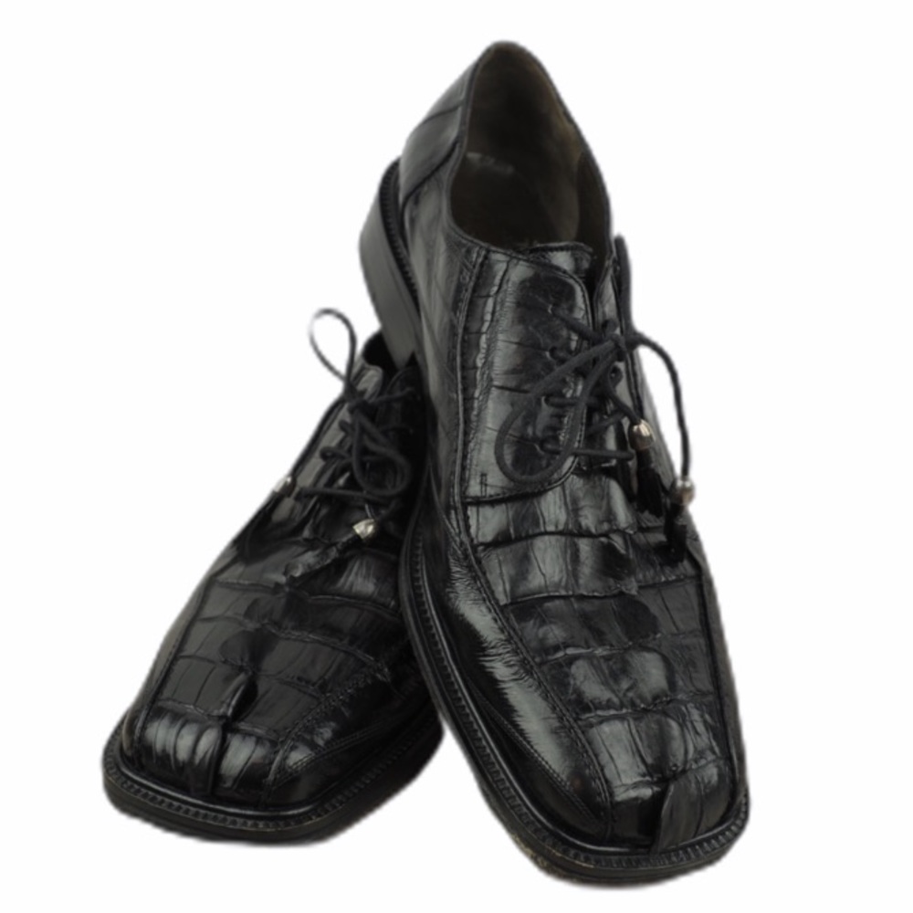 Romano sz 9.5 black croc skin lace up shoes